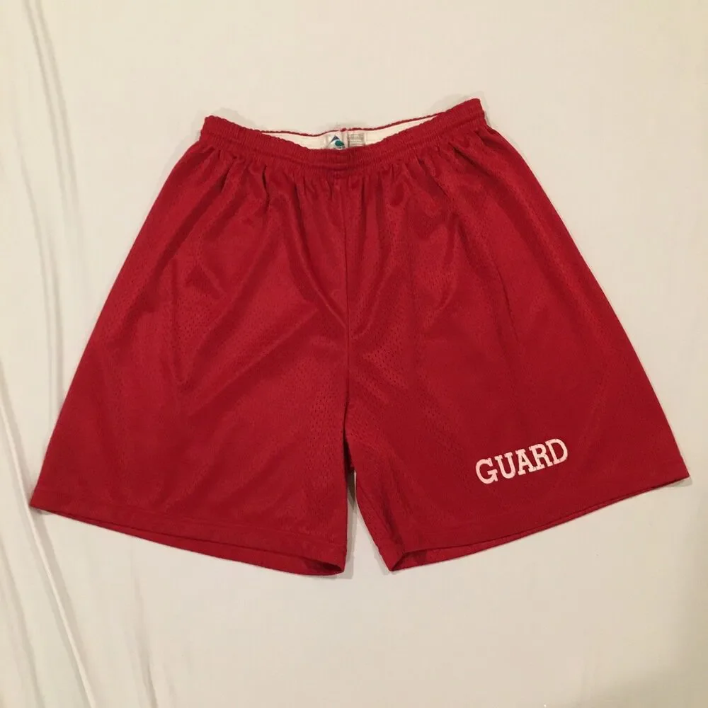 Men's XL AUGUSTA SPORTSWEAR Mesh Lifeguard Beach Pool Guard Shorts Red